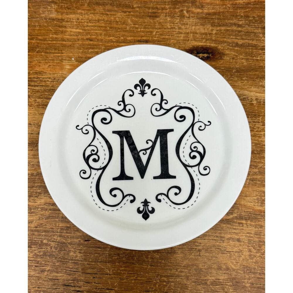 Set of 4 Monogram "M" Appetizer or Dessert Plate. KT158